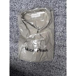 Moda Prima Mens Dress Shirt Button Front Taupe Khaki Sz 20 36/37 New in Package
